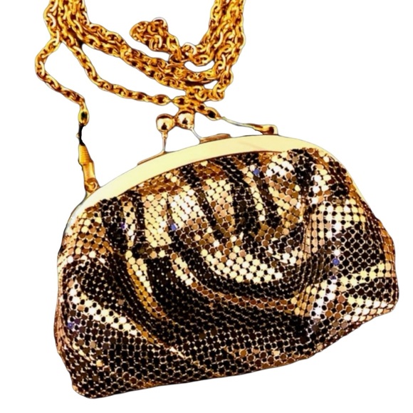 Urban Expressions Handbags - URBAN EXPRESSIONS animal print metallic mesh evening bag black gold vegan NWT